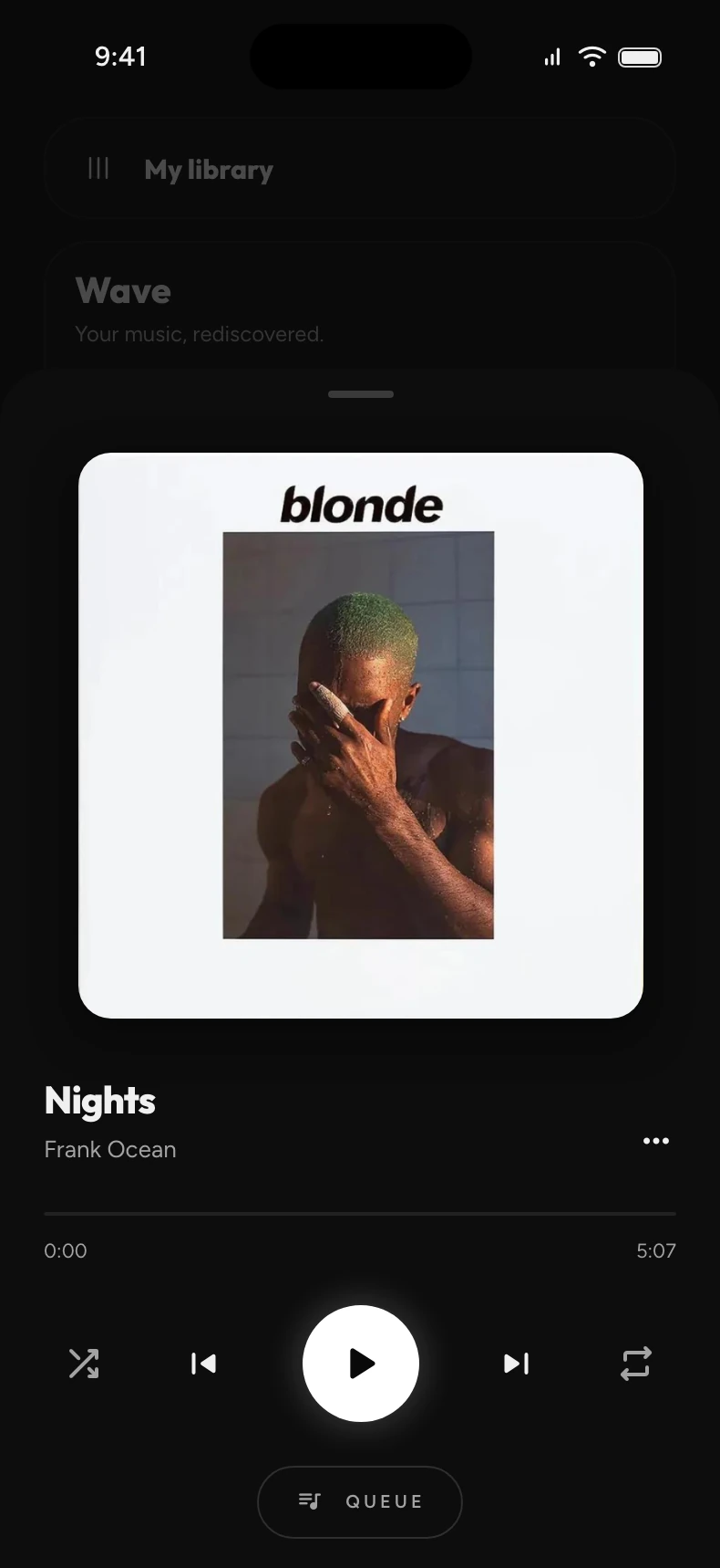 Player do OwlSonic — Nights, de Frank Ocean