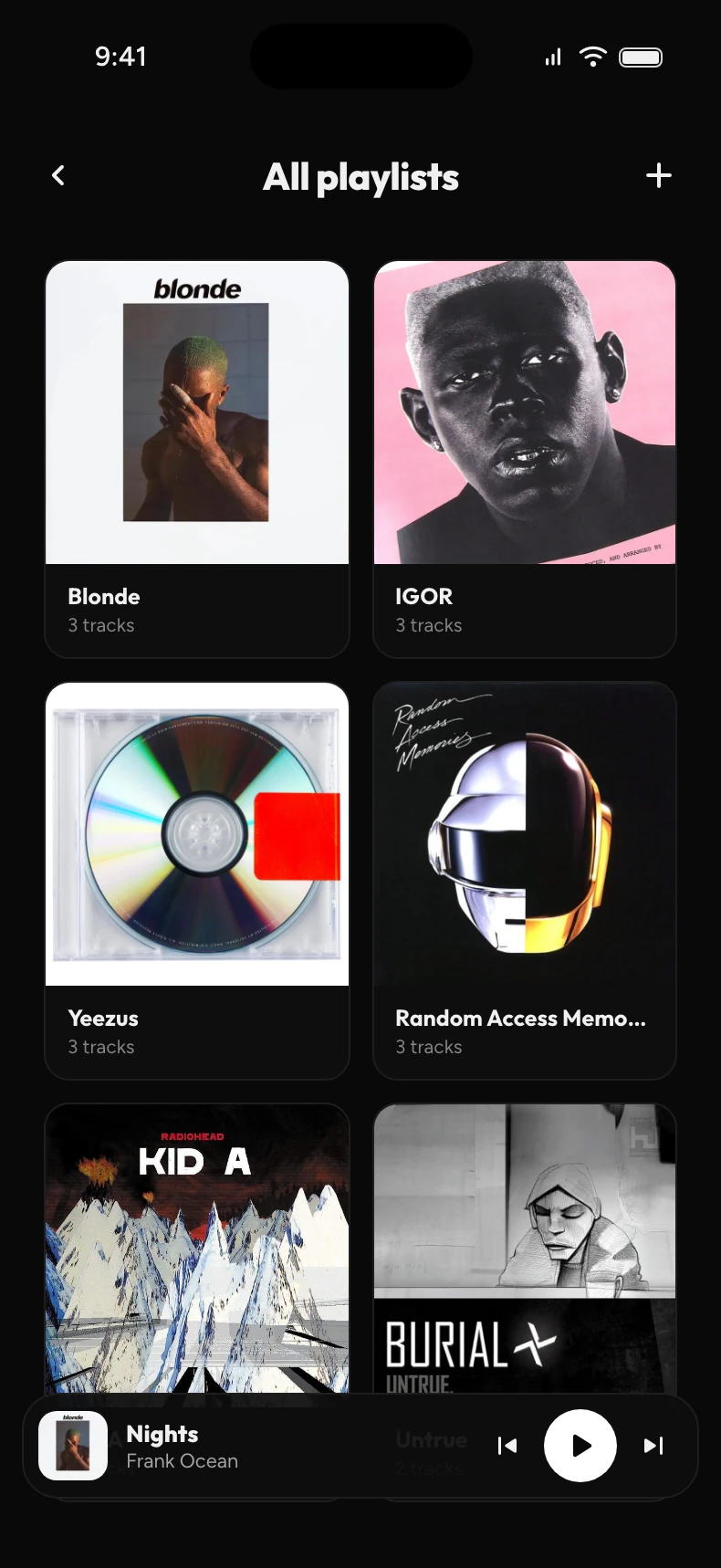 OwlSonic no iPhone — Todas as playlists